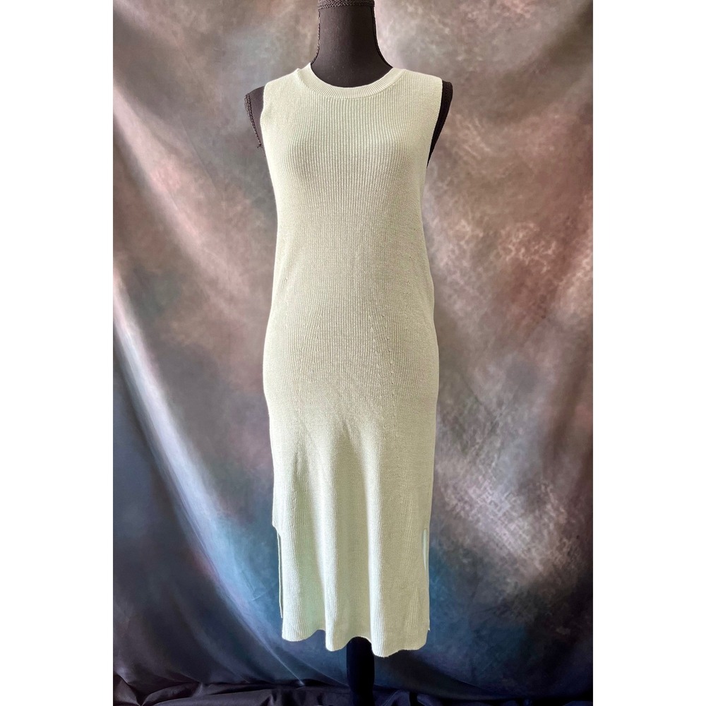 VERO MODA Knit Sleeveless Midi Dress Sage‎ Green Ribbed Casual Women's Medium